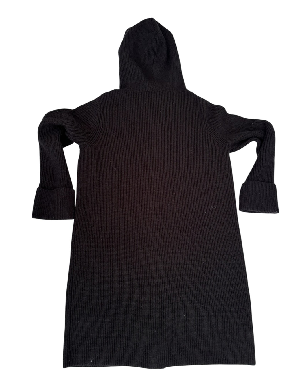 Ann Taylor Hooded long Black button Cardigan Sweater Sz L - Picture 3 of 9